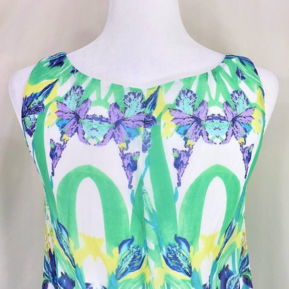 Betsey Johnson Exotic Design Print Sheer w Lining Semi-Fit Sleeveless Tank Top 4 - Picture 12 of 16